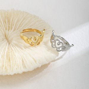 Hollowed Out Heart Shape Gold Silver Wing <b>Adjustable</b> Alloy <b>Ring</b> Unisex Fashion Jewelry Gift - Product Image 4
