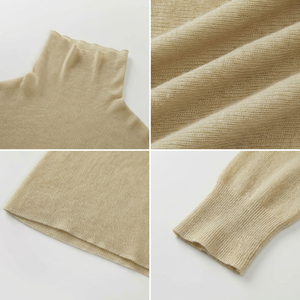 Suéter de Cuello Alto de Lana para Mujer, Tejido Fino, Manga Larga, Ajustado, Color Sólido, Estilo Minimalista para Otoño - Product Image 5