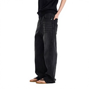 Jean en denim déchiré coupe droite pour homme, taille mi-haute, coupe slim, en coton tissé, style décontracté automne, prix abordable - Product Image 3
