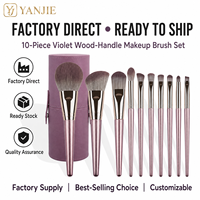 Ensemble de 10 pinceaux de maquillage avec tube de rangement, pinceaux doux pour poudre visage, contour, fard à paupières et anticernes pour un usage cosmétique professionnel