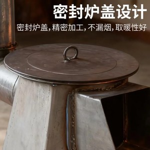 Cast Iron Wood Burning <b>Stove</b> For Farmhouse Heating And Cooking With Chimney Design - Product Image 5