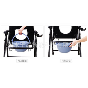 Foldable <b>Commode</b> Chair Thickened Backrest Non Slip <b>Portable</b> For Elderly Disabled Home Use Hospital Chair - Product Image 2