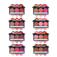 Palette de fards à joues personnalisable à faible MOQ, trois couleurs, marque privée, vente en gros acceptée, maquillage, cosmétiques, poudre de blush