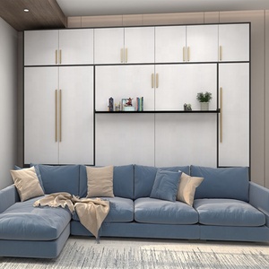 Meuble de salon et de chambre à coucher, <span class=keywords><strong>lit</strong></span> murale, grande taille, avec étagères, meubles supplémentaires et canapé bleu - Product Image 2