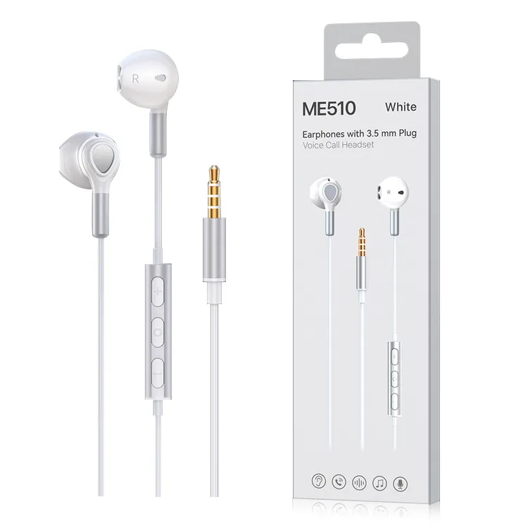 Auricolari cablati auricolari Stereo da 3.5 Mm Auricolari In-ear per bassi profondi da 1.2M con controllo microfono e pulsante per cuffie Iphone da 3.5mm