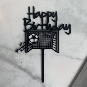 MOYI OEM Decorazione per Torta di Compleanno a Doppio Strato in Acrilico a Forma di Pallone da Calcio per Uomo, Decorazione per Festa di Buon Compleanno con Marcatura Laser - Product Image 4
