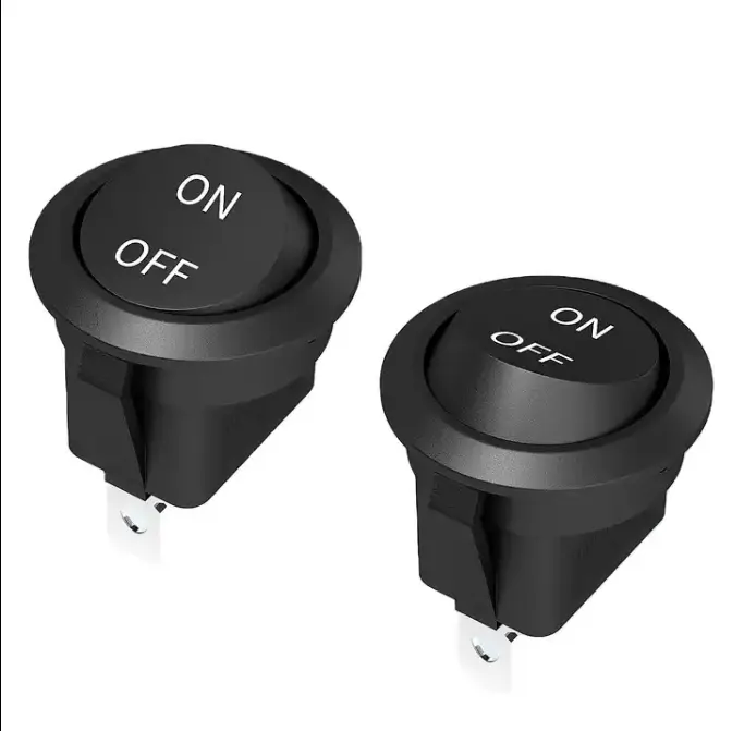 KCD1-8-101 Mini Round Rocker Switch SPST ON OFF Marine Boat Rocker Mini Switch 2 Pin Preto/Branco Habitação