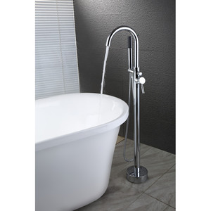 FROXI Robinet de baignoire autoportant en laiton massif <span class=keywords><strong>à</strong></span> une poignée Robinet de baignoire autoportant en cuivre Robinet de baignoire <span class=keywords><strong>à</strong></span> montage au sol pour salle de bain - Product Image 2