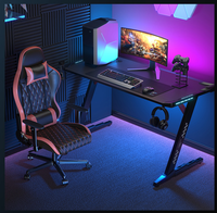 Escritorio de Juego Ergonómico Moderno en Forma de Z para PC, con Opciones de Ajuste de Altura Dual