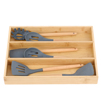 XH bambou cuisine tiroir organisateur ustensile organisateur pour tiroir couverts argenterie support et plateau à couverts 3 compartiments