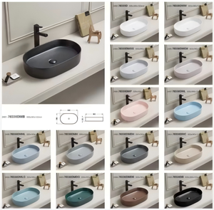Lavabo de salle de bain en céramique mat coloré, design élégant et inaltérable, pour hôtel, à poser sur comptoir, lavabo artistique couleur mate - Product Image 4