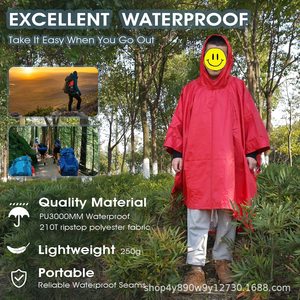 Poncho Impermeable Woqi Naranja Rojo Ligero Reutilizable para una Persona, para Camping, Senderismo y Actividades al Aire Libre - Product Image 3