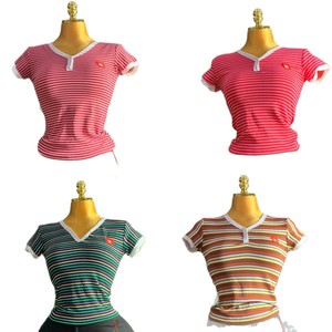 Camiseta de cuello ajustado <span class=keywords><strong>para</strong></span> mujer, de algodón peinado, sin necesidad de planchado, estilo casual juvenil, verano 2026, venta al por mayor, 300g, manga corta - Product Image 5