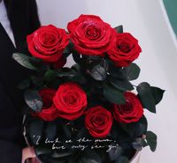 Rangkaian Bunga Mawar Awet 9 Tangkai dalam Wadah Akrilik untuk Dekorasi Pernikahan, Hari Valentine, Wisuda, Tahan Lama
