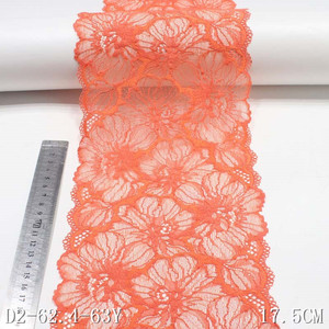 New Product Stretch <strong>Lace</strong> Trim for Underwear Clothing Accessories 18cm <strong>Orange</strong> Flowers Mesh <strong>Fabric</strong> - Product Image 3