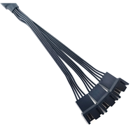 Adaptor Splitter Kipas PWM 3Pin 1 ke 4 Kabel Kustom, Perakitan Kabel untuk Ekstensi Kipas Pendingin CPU PC HUB Berselubung