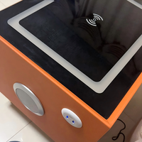 Mesita de Noche Moderna Europea de Madera Maciza Inteligente, con Carga Inalámbrica, Iluminación LED, 2 Cajones, Ecológica y Duradera para Dormitorio