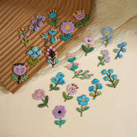 Patchs brodés de fleurs bleues, thermocollants ou à coudre, adaptés aux accessoires vestimentaires DIY tels que vêtements, sacs et chapeaux