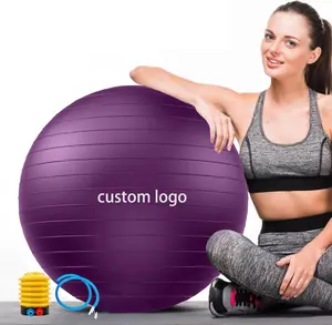 55cm 65cm plusieurs tailles et couleurs rose bleu violet personnaliser Logo balle de yoga balle d'exercice professionnelle