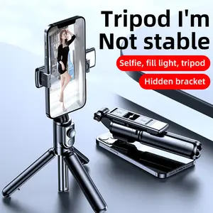 V05S Bluetooth Selfie Stick Tripod Wireless Remote Mini Extendable Phone Selfie Stand Holder Selfie Stick With LED Fill Light