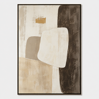 Peinture murale abstraite neutre vintage, art géométrique minimaliste, peinture à l'huile faite à la main sur toile texturée, œuvre d'art moderne, taille personnalisée, luxe