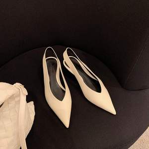 Elegant <b>Pointed</b> <b>Toe</b> Slip-on Cow Leather Backless Mules <b>Flat</b> Shoes for Women - Product Image 2