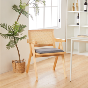 Muebles de ratán minimalistas transpirables, silla de comedor de madera japonesa duradera de China para cocina y comedor - Product Image 3