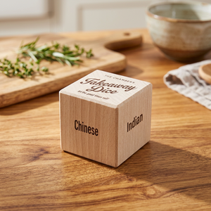 The Chambers Takeaway Dice Wooden <b>Cube</b> Laser Engraved For Restaurant Promotion Party Favors Home Decor - Product Image 2