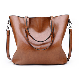 Sac à main pour femme en cuir PU huilé, grand sac fourre-tout, grands sacs à bandoulière pour femmes - Product Image 1