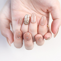 Luxe or étoile oeil de chat acrylique fait à la main court rond presse sur les ongles en gros marque privée faux ongles courts pour le doigt