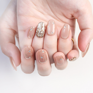 Luxe or étoile oeil de chat acrylique fait à la main court rond presse sur les ongles en gros marque privée <span class=keywords><strong>faux</strong></span> ongles courts pour le doigt - Product Image 6