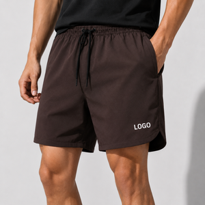 Pantalones Cortos Deportivos Casuales para Hombre, Color Marrón Oscuro, de Secado Rápido, con Cordón en la Cintura y Logotipo Estampado, Tejido Ligero - Product Image 5