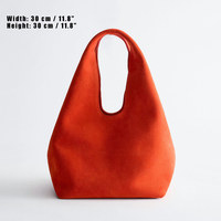 Tas Hobo Suede Oranye Label Pribadi Pabrik Tas Kustom untuk Wanita Mewah Sederhana Tas Tangan Kapasitas Besar