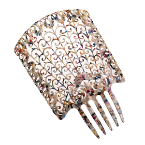 Ahueca hacia fuera las mujeres tenedor pinza de pelo clásico Carey Color acetato peines insertar estilo peines para la decoración del cabello - Product Image 5