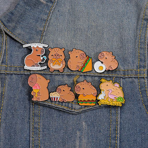 Venta al por mayor de dibujos animados de Metal Pin de solapa personalizado lindo divertido tortuga Capybara esmalte Pin insignia para niños amigos - Product Image 1