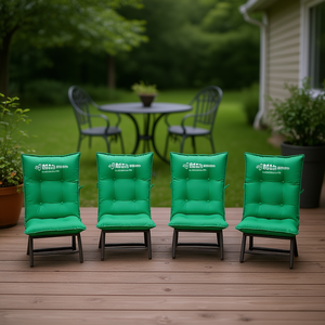 Ensemble de 4 coussins de chaise à dossier haut verts, matelassés, amovibles, lavables, toutes saisons, en polyester, couleur unie - Product Image 2