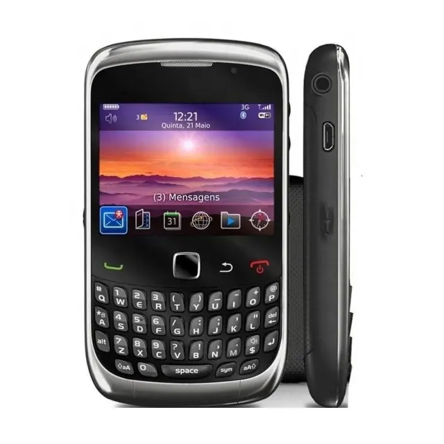 블랙 베리 곡선 3G 9300 잠금 해제 QWERTY 간단한 바 클래식 저렴한 GSM 원래 휴대 전화 휴대 전화