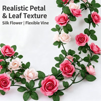 Guirlande de 45 têtes de roses artificielles en soie pour arche de mariage, décoration murale, panier suspendu, maison, balcon, jardin, fête, fond de scène