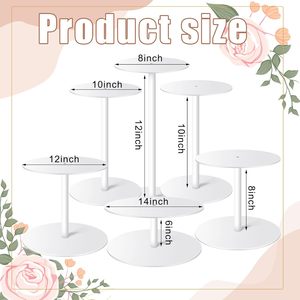 Set di Alzatine per Torte in Acrilico Bianco a 6 Livelli, Diametro Disco 8-14 Pollici, Alzatine Alte per Torte, Perfette per Matrimoni, Baby Shower, Tavolo Dessert - Product Image 3
