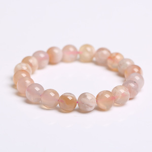 Natural Agate Stone <strong>Beads</strong> Smooth Round Mixed Charm Flower Gemstone <strong>Bracelet</strong> Sweet Cute Cherry Blossom <strong>Bracelet</strong> - Product Image 1