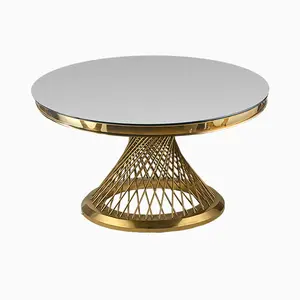 Wholesale Modern Stainless Steel Round Silver Mirror Dining Table for Events