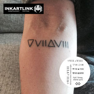 Tatuaje Adhesivo Personalizado con Números Romanos, Diseño 'Fall Seven Times Stand up Eight', Herbal, Semipermanente, Arte Corporal para Brazo, 15 Días, Venta al por Mayor - Product Image 2