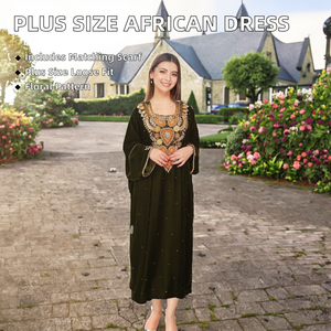 Nouvelle Robe d'été Africaine Élégante et Modeste Grande Taille à Motifs Floraux avec Foulard, Ensemble Deux Pièces Respirant Ample Coupe A-Line pour Femme K0437 - Product Image 2