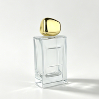 Flacons de parfum vides de luxe classiques de haute qualité en verre rectangulaires de 50 ml, 80 ml, 100 ml avec bouchons uniques et étiquettes autocollantes disponibles