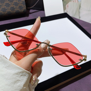 Semi Rimmed Diamond Shape <b>Sunglasses</b> Women UV400 PC Frame Type 3 Sunshades Durable Cross Border Style - Product Image 4