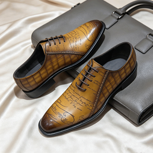 <span class=keywords><strong>Scarpe</strong></span> Oxford <span class=keywords><strong>da</strong></span> Uomo di Alta Qualità in Vera Pelle, <span class=keywords><strong>Scarpe</strong></span> Formali di Lusso per Affari con Motivo a Scritta, Calzature Maschili Eleganti - Product Image 4
