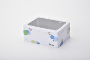 Bulk Custom Metal Candy Storage Boxes Rectangular Windowed Tin With Inside <b>Plastic</b> <b>Divider</b> - Product Image 3