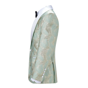 <span class=keywords><strong>Traje</strong></span> de Novio HD207 <span class=keywords><strong>Verde</strong></span> <span class=keywords><strong>Claro</strong></span> con Estampado Floral, <span class=keywords><strong>Traje</strong></span> de 2 Piezas para <span class=keywords><strong>Hombre</strong></span>, Corte Entallado, Chaqueta Brillante con Pantalones Negros - Product Image 3