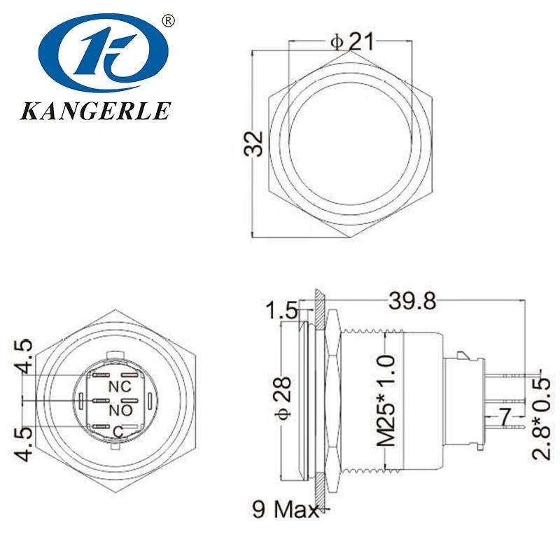 Chinakel 25MM Push Button Switches With Box Metal Push Button Switches Momentary Latching Metal Push Button Switch