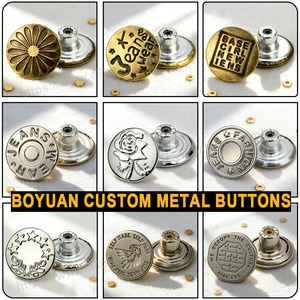 Botones y remaches de metal para vaqueros con logotipo personalizado del fabricante Aleación de zinc/latón con patrones de seta y estrella para ropa - Product Image 2